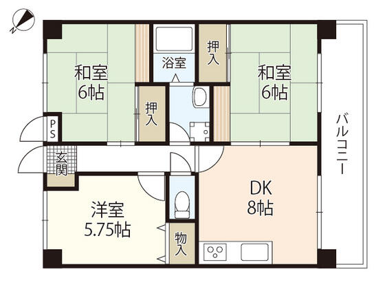 広島県広島市西区庚午北４丁目(賃貸マンション3DK・4階・61.42㎡)の写真 その2