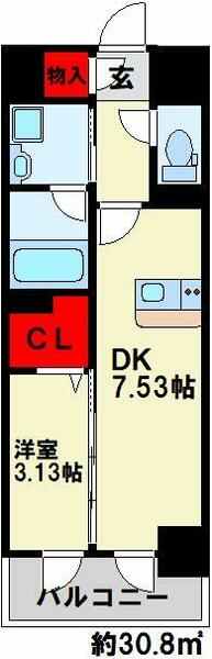 デザイナーズ　ざ・旦過 1003｜福岡県北九州市小倉北区紺屋町(賃貸マンション1DK・10階・30.80㎡)の写真 その2