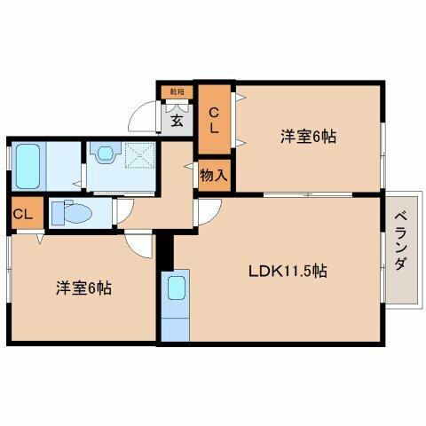 奈良県五條市二見７丁目(賃貸アパート2LDK・2階・54.00㎡)の写真 その2