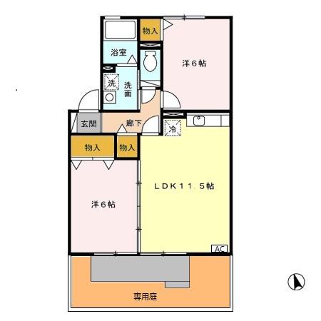 ポラリスⅠ 103｜大分県中津市大字湯屋(賃貸アパート2LDK・1階・53.62㎡)の写真 その2