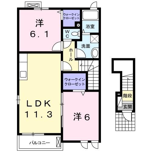 フォーシーズンⅢ 201｜茨城県神栖市柳川(賃貸アパート2LDK・2階・57.63㎡)の写真 その2