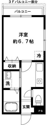 ハイデンローゼ 303｜千葉県柏市高柳(賃貸アパート1K・3階・22.88㎡)の写真 その2