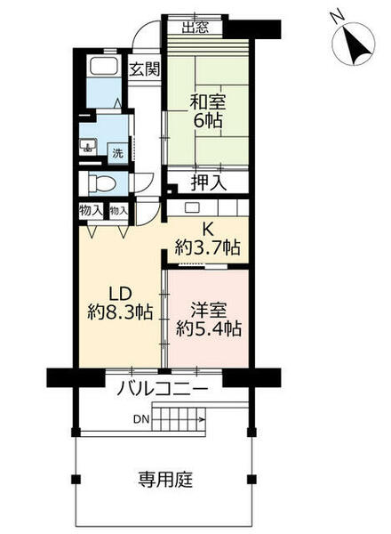 ＵＲアルビス旭ヶ丘 0030104｜大阪府豊中市旭丘(賃貸マンション2LDK・1階・59.71㎡)の写真 その2