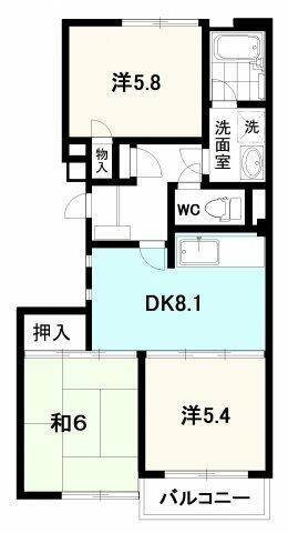 茨城県つくば市要(賃貸マンション3DK・2階・55.63㎡)の写真 その2