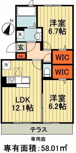 グリシーヌ　　フルール 303｜千葉県千葉市緑区おゆみ野中央７丁目(賃貸アパート2LDK・3階・58.01㎡)の写真 その2