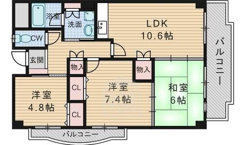 大阪府茨木市真砂１丁目（マンション）の賃貸物件の間取り