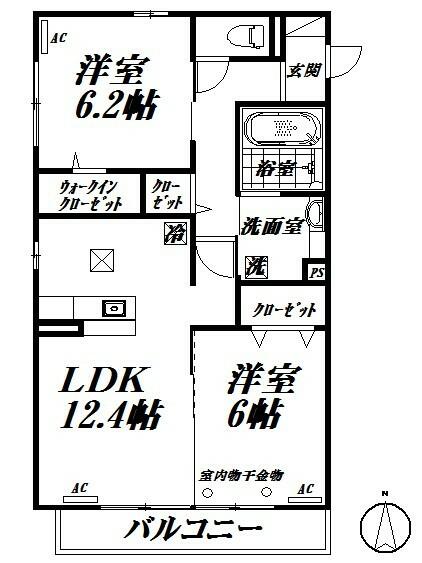 静岡県浜松市中央区和合町(賃貸アパート2LDK・2階・59.92㎡)の写真 その2