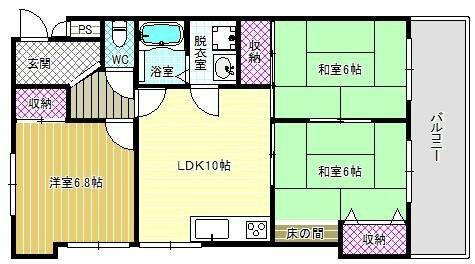 パークロイヤル宮山｜大阪府藤井寺市野中２丁目(賃貸マンション3LDK・1階・58.50㎡)の写真 その2