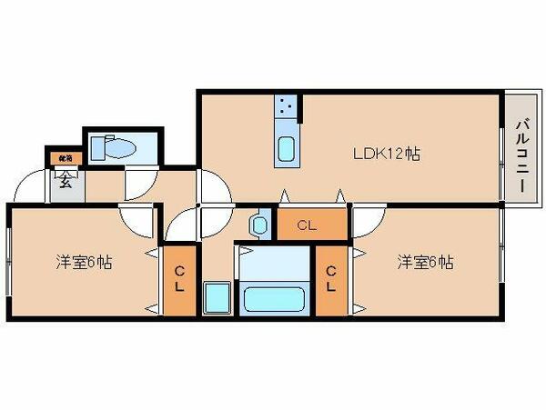 奈良県大和高田市土庫１丁目(賃貸アパート2LDK・1階・57.41㎡)の写真 その2