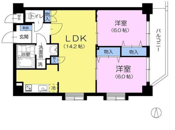 ボヌール北町｜東京都練馬区北町２丁目(賃貸マンション2LDK・3階・57.18㎡)の写真 その2