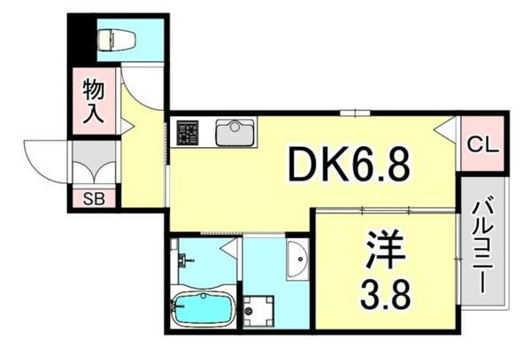 ＷＡＪＵＬＥ　Ｎａｒｕｏ｜兵庫県西宮市鳴尾町２丁目(賃貸アパート1LDK・2階・30.69㎡)の写真 その2