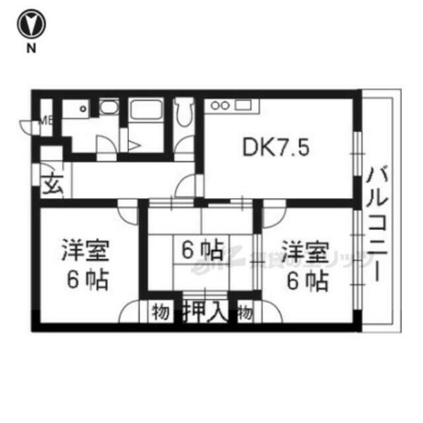 京都府八幡市八幡広門(賃貸アパート3DK・3階・60.72㎡)の写真 その2