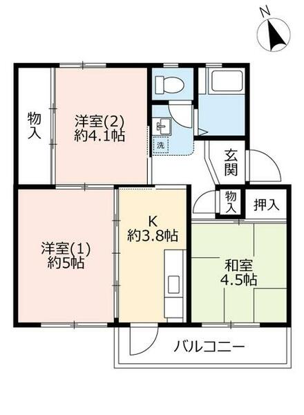 ＵＲ新多聞 4200103｜兵庫県神戸市垂水区学が丘２丁目(賃貸マンション3K・1階・46.07㎡)の写真 その2