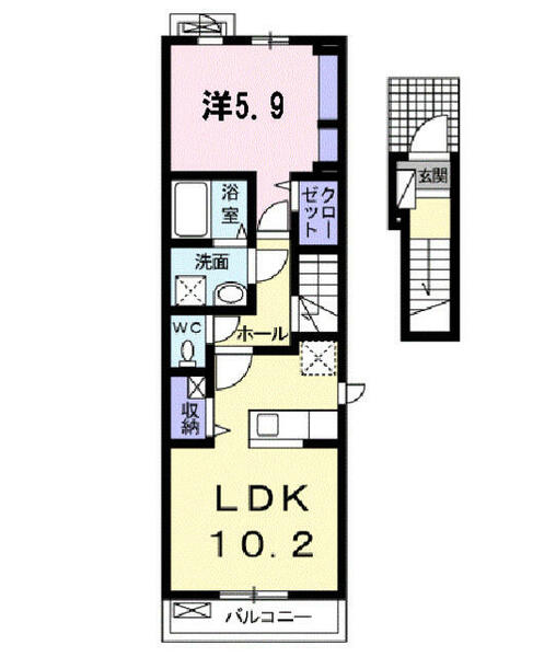 グレイスⅡ 201｜宮城県黒川郡大和町吉岡字古館(賃貸アパート1LDK・2階・44.66㎡)の写真 その2