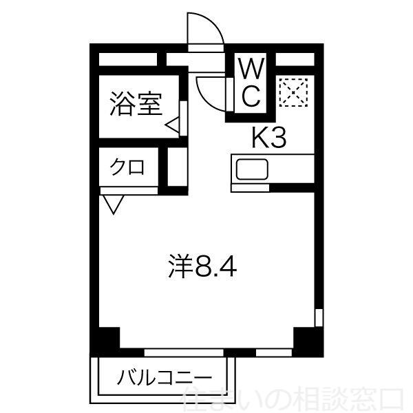 愛知県岡崎市能見町(賃貸アパート1R・4階・24.01㎡)の写真 その2