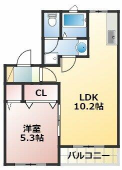 熊本県熊本市東区新南部４丁目(賃貸アパート1LDK・2階・35.60㎡)の写真 その2