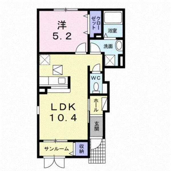 パークヒルズ新発田Ⅱ 101｜新潟県新発田市小舟町１丁目(賃貸アパート1LDK・1階・41.96㎡)の写真 その2