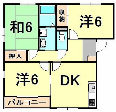 グローリーハイツ 201｜兵庫県西宮市天道町(賃貸マンション3DK・2階・56.42㎡)の写真 その2