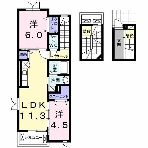 セリーチェ 303｜愛知県豊橋市一色町字一色上(賃貸アパート2LDK・3階・61.59㎡)の写真 その2