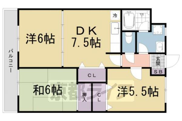 アセンブル高野 104｜滋賀県大津市大江７丁目(賃貸マンション3DK・1階・58.88㎡)の写真 その2