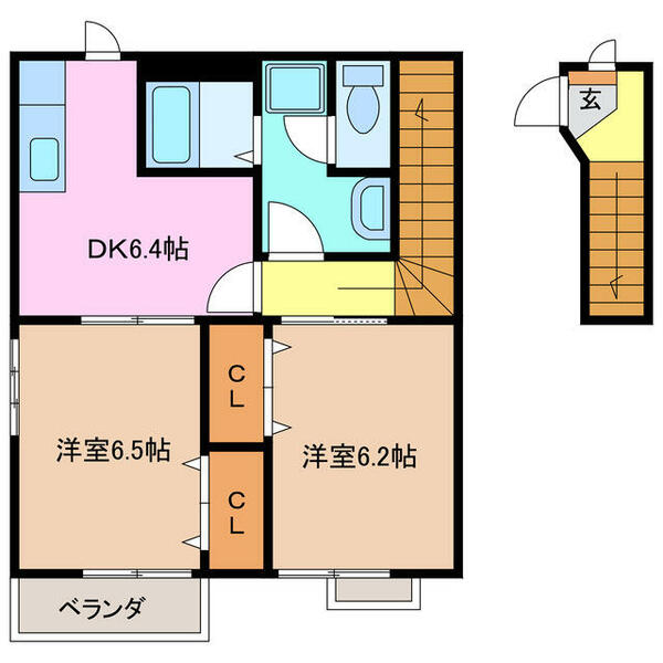 三重県津市半田(賃貸アパート2DK・2階・48.97㎡)の写真 その2