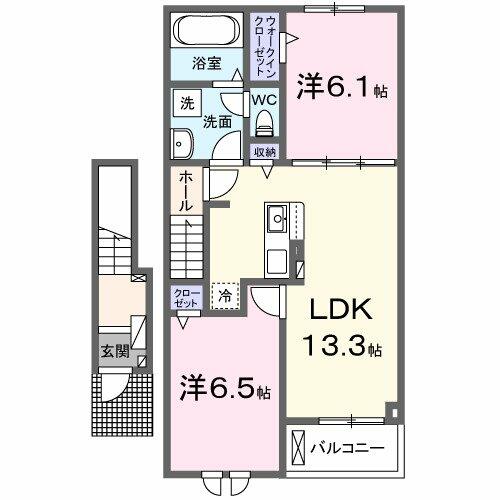 クレイドル　Ⅳ 203｜茨城県つくば市若栗(賃貸アパート2LDK・2階・59.58㎡)の写真 その2