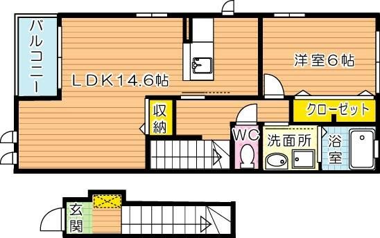 プラシード八児｜福岡県北九州市八幡西区町上津役西４丁目(賃貸アパート1LDK・2階・53.57㎡)の写真 その2