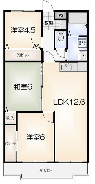 徳島県徳島市昭和町８丁目(賃貸マンション3LDK・2階・66.24㎡)の写真 その2