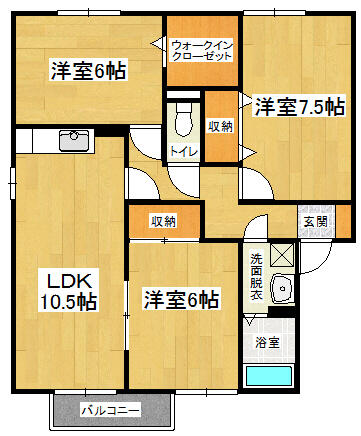 アムール２１Ａ棟 201｜徳島県板野郡松茂町笹木野字八北開拓(賃貸アパート3LDK・2階・70.40㎡)の写真 その2