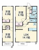 ビューテラス 109 ｜ 埼玉県さいたま市桜区西堀９丁目（賃貸テラスハウス3LDK・--・75.63㎡） その2