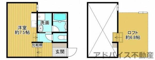 ＲＥＮＡＴＵＳ　ＣＡＬＥＲＯ　Ｄ 202｜福岡県八女市本村(賃貸アパート1SK・2階・34.84㎡)の写真 その2