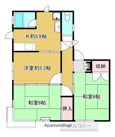 レジデンス佐々木 202｜宮城県石巻市水明北１丁目(賃貸アパート3K・2階・49.68㎡)の写真 その2