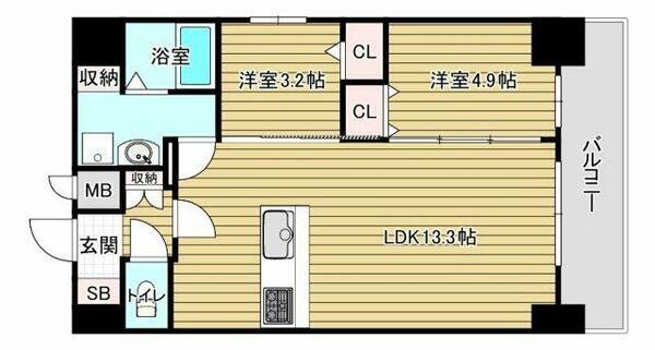 大阪府大阪市福島区吉野１丁目(賃貸マンション2LDK・10階・49.49㎡)の写真 その2