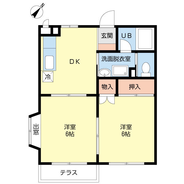 メランジェ 0101｜千葉県東金市南上宿(賃貸アパート2DK・1階・39.97㎡)の写真 その2