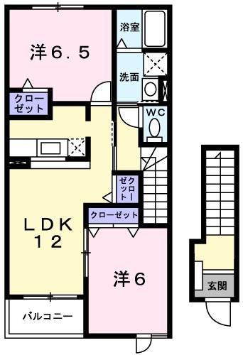 グラースアンジュＢ 201｜兵庫県姫路市広畑区西蒲田(賃貸アパート2LDK・2階・58.86㎡)の写真 その2