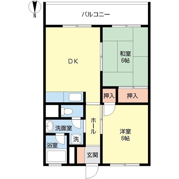 千葉県富里市七栄(賃貸マンション2DK・1階・44.01㎡)の写真 その2