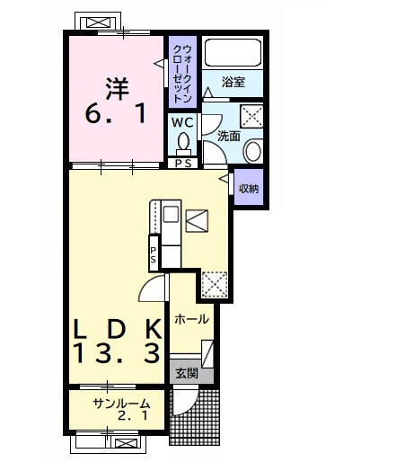 ローズグラスⅡ 102｜千葉県長生郡一宮町船頭給(賃貸アパート1LDK・1階・50.05㎡)の写真 その2