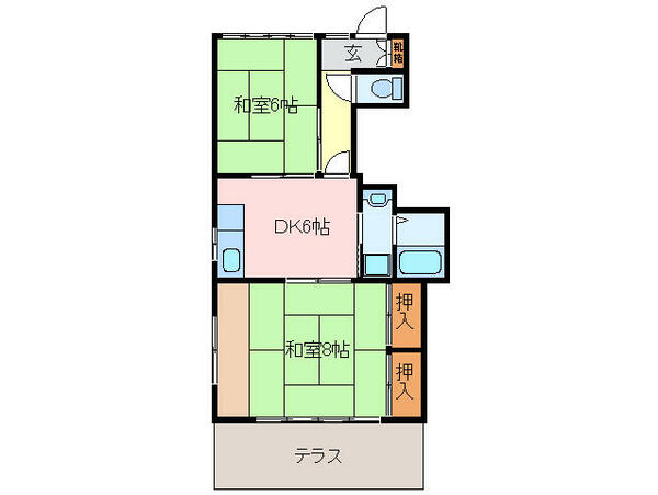 三重県松阪市鎌田町(賃貸アパート2DK・1階・45.00㎡)の写真 その2