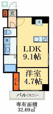 千葉県市川市八幡２丁目(賃貸マンション1LDK・4階・32.69㎡)の写真 その2