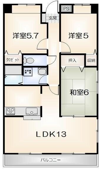 ルミエール２１ 103｜徳島県徳島市南昭和町７丁目(賃貸マンション3LDK・1階・75.90㎡)の写真 その2