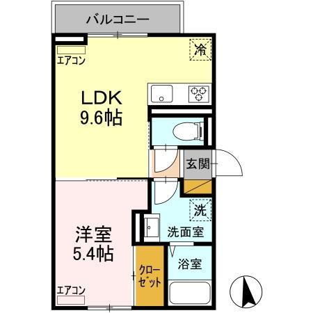 Ｄ－ｒｏｏｍ弁天３丁目　Ｃ 203｜千葉県千葉市中央区弁天３丁目(賃貸アパート1LDK・2階・35.84㎡)の写真 その2