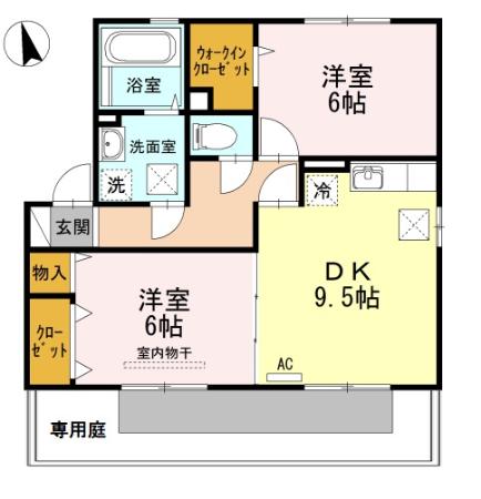 ラ　リビエール　ヴィラージュⅡ 101｜山口県周南市蓮ヶ浴１丁目(賃貸アパート2DK・1階・55.48㎡)の写真 その2