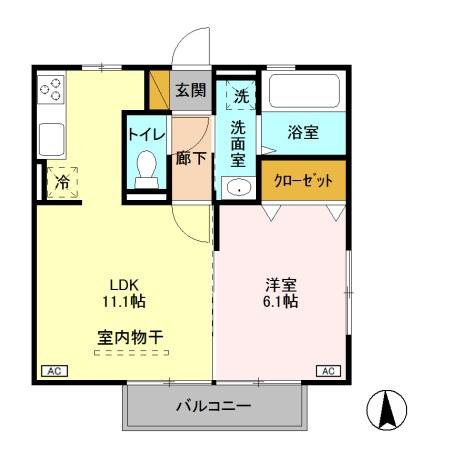 オペラハウス青柳 201｜群馬県前橋市青柳町(賃貸アパート1LDK・2階・41.15㎡)の写真 その2