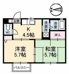 フローラル久保田 203｜愛媛県新居浜市久保田町３丁目(賃貸アパート2K・2階・35.57㎡)の写真 その2