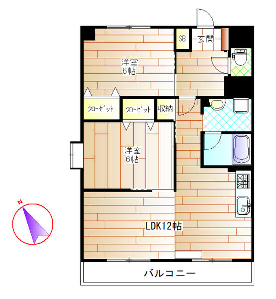 的場ハイツ 303｜愛知県岡崎市六名本町(賃貸マンション2LDK・3階・57.90㎡)の写真 その2