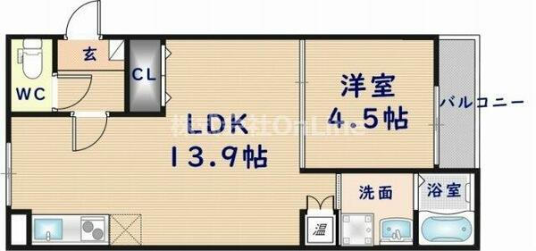 エフアセシアサンド｜大阪府東大阪市吉松２丁目(賃貸アパート1LDK・1階・41.26㎡)の写真 その2