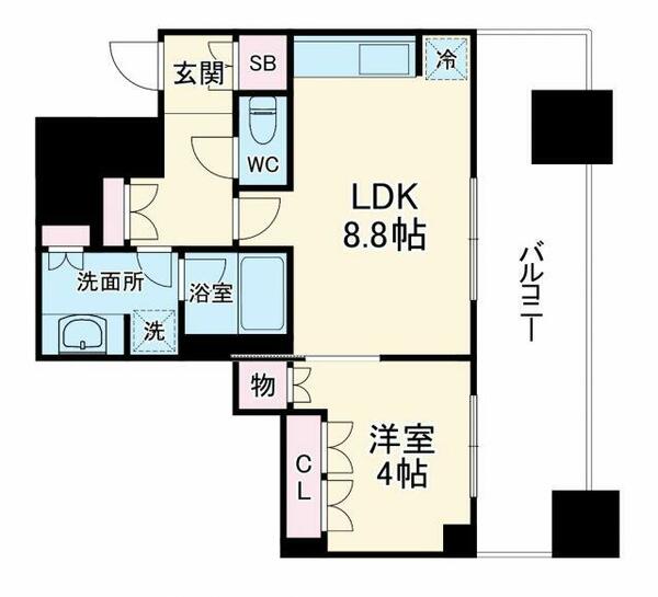 大阪府大阪市中央区北浜東(賃貸マンション1LDK・3階・37.44㎡)の写真 その2