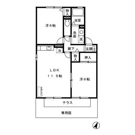 プルミエ徳聖　Ａ 102｜群馬県みどり市笠懸町阿左美(賃貸アパート2LDK・1階・53.76㎡)の写真 その2