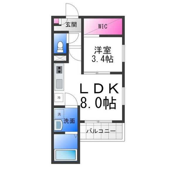 ＲＥＧＡＬＥＳＴ七道希｜大阪府堺市堺区南清水町１丁(賃貸アパート1LDK・2階・30.30㎡)の写真 その2