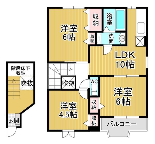 サンパレスキング 205｜徳島県鳴門市鳴門町高島字北(賃貸アパート3LDK・2階・65.57㎡)の写真 その2